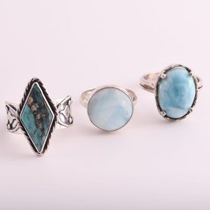 3 Sterling Silver Rings - (A84)